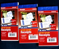 Lot of 3 -  Cash Receipt Books 2 Part Form  -  50 Carbonless Sets
