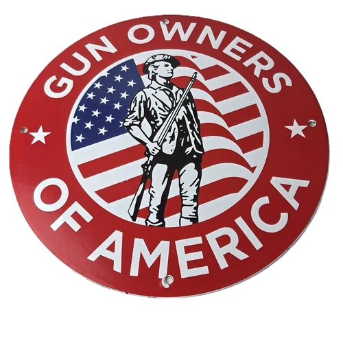 Vintage Sign - America Flag Gun Owners Gas Pump Porcelain Sign
