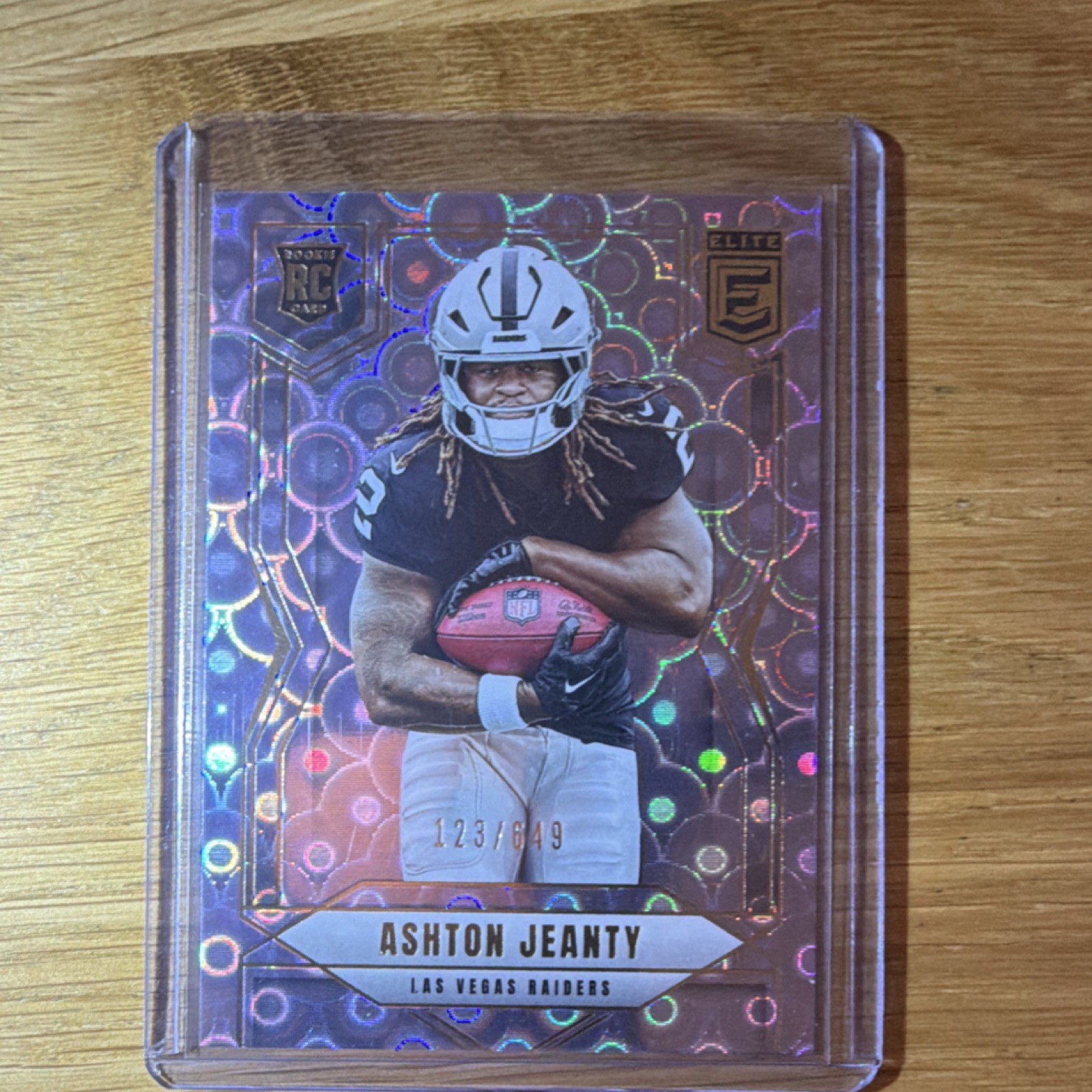 Ashton Jeanty 2025 Panini Donruss Elite #113 Raiders Lavender Pyramids /649 RC