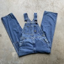 Vintage Oshkosh Overalls Bib Denim Blue Wash Men's 32x28 USA Made