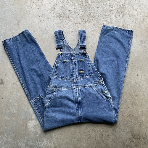 Vintage Oshkosh Overalls Bib Denim Blue Wash Men's 32x28 USA Made