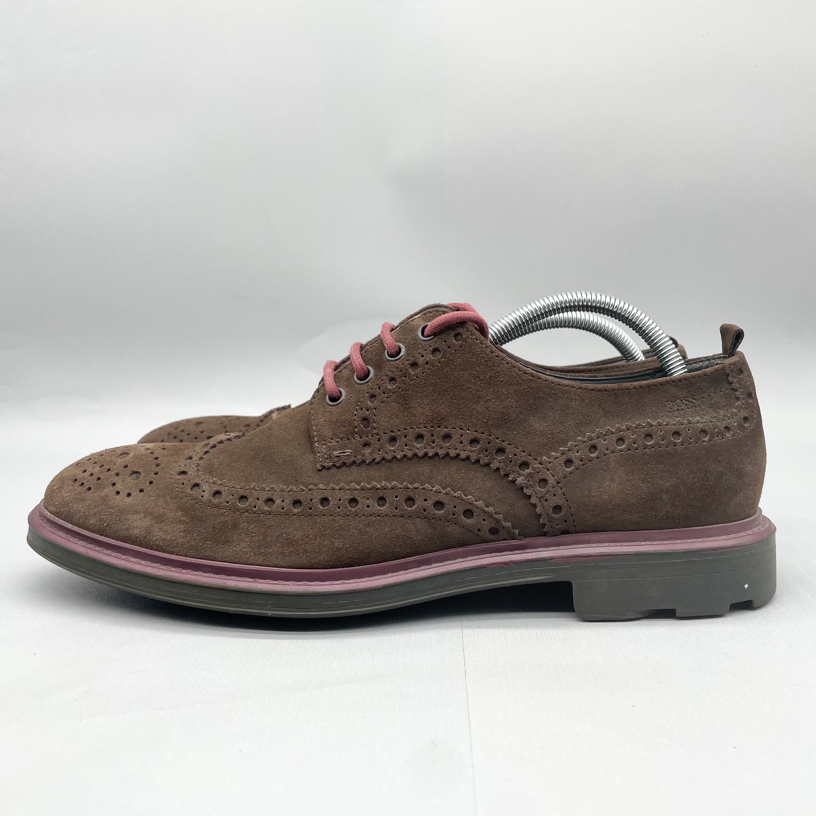 SAOLA Scarpe eleganti Oxford Hugo Boss da uomo 43 10 Bokio derby a coda di rondine in camoscio marrone stringate