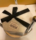 New ListingGodinger White Marble Coasters Set of 4 Hexagon Silver tone Metal Holder 5"W New