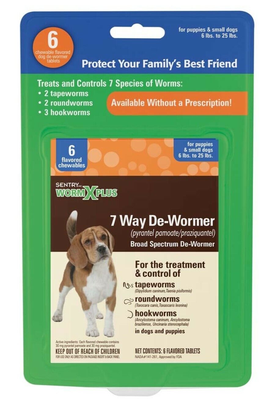 SENTRY Worm X Plus 7 Way De-Wormer for Small Dogs 1ea/6 ct     Free Shipping