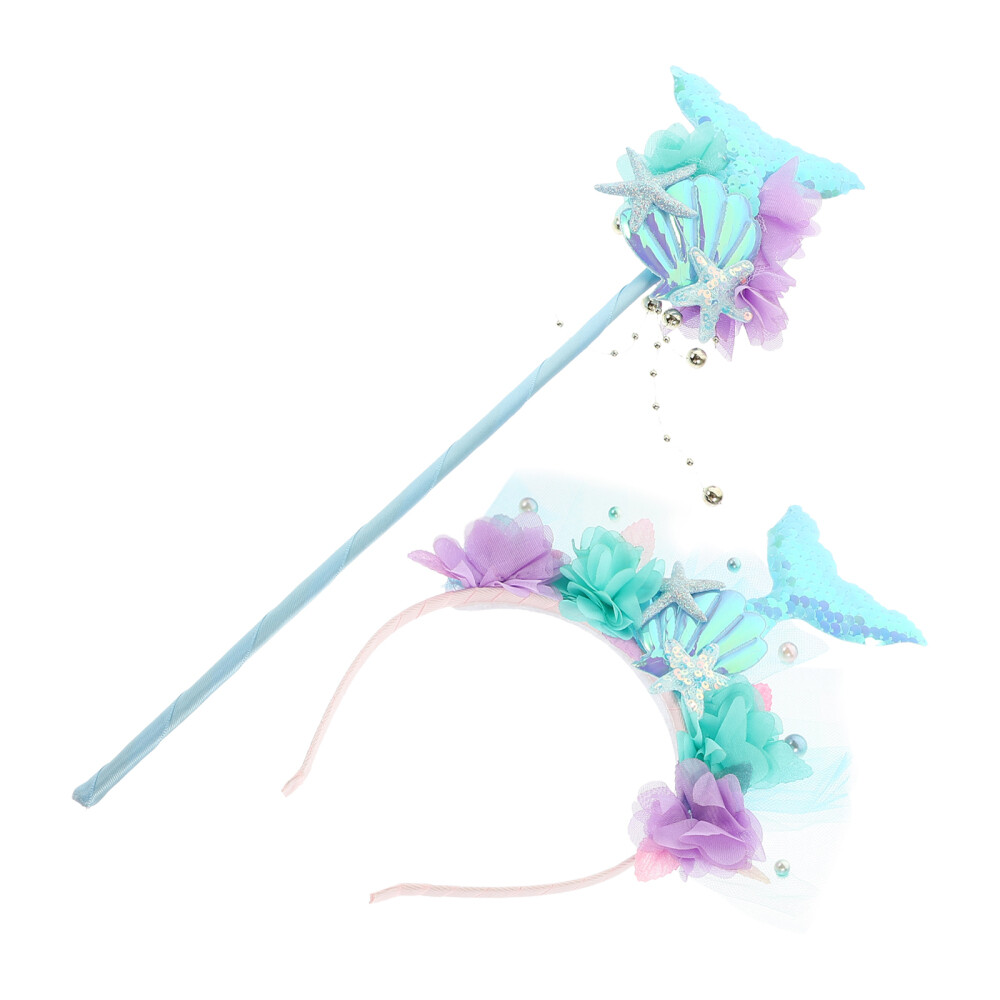 Vaguelly Meerjungfrau Stirnband & Zauberstab Set - Prinzessin Kostüm Zubehör Für Mädchen