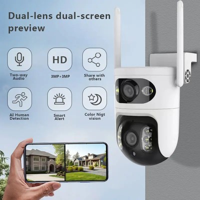 6MP Wireless WiFi IP Camera CCTV Dual Lens Zoom Home Security Surveillance Cam