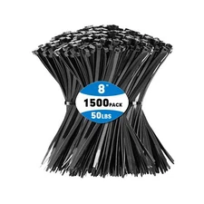 Zip Ties, KAMOTA 1500pcs 8 Inch Heavy Duty Self-Locking Nylon Zip Ties, Black...