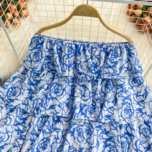 Lady Ruffle Blouse Top Off-shoulder Flare Sleeve Floral Layered Beach Summer - Picture 7 of 16