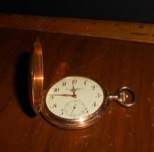 RARE Working 1908 IWC Schaffhausen 14k Gold Large Hunter Case Pocket Watch