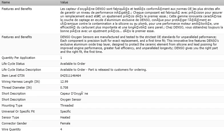 Sensor de oxígeno Denso Upstream para Pontiac Sunfire L4-2,2 L 2002-2005 Foto 2 de 4