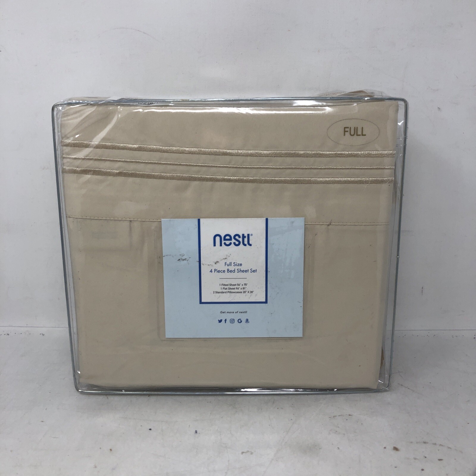 NESTL FULL SIZE 4 PIECE BED SHEET SET BEIGE