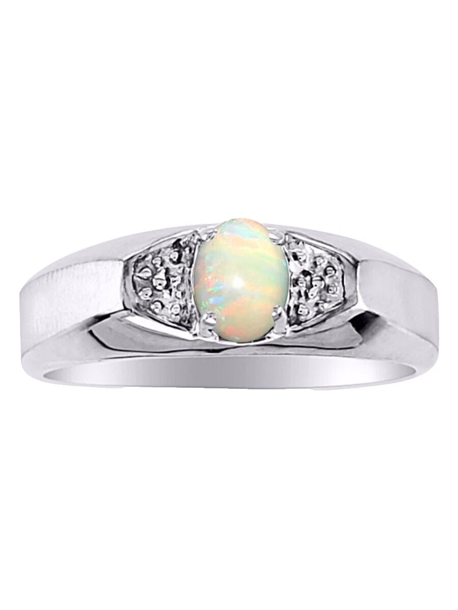 Anillos de 14k Oro Blanco Opal para hombres
