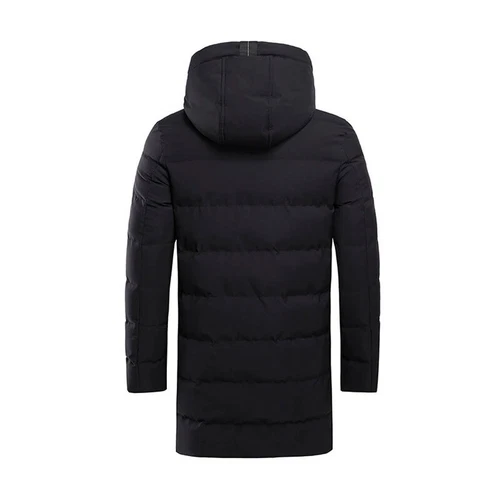 Mens Hooded Padded Long Cotton Coat Winter Longline Jacket Overcoats - Bild 8 von 26