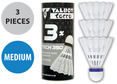 TALBOT torro Badmintonball Tech 350 medium weiß/blau 3 Stück