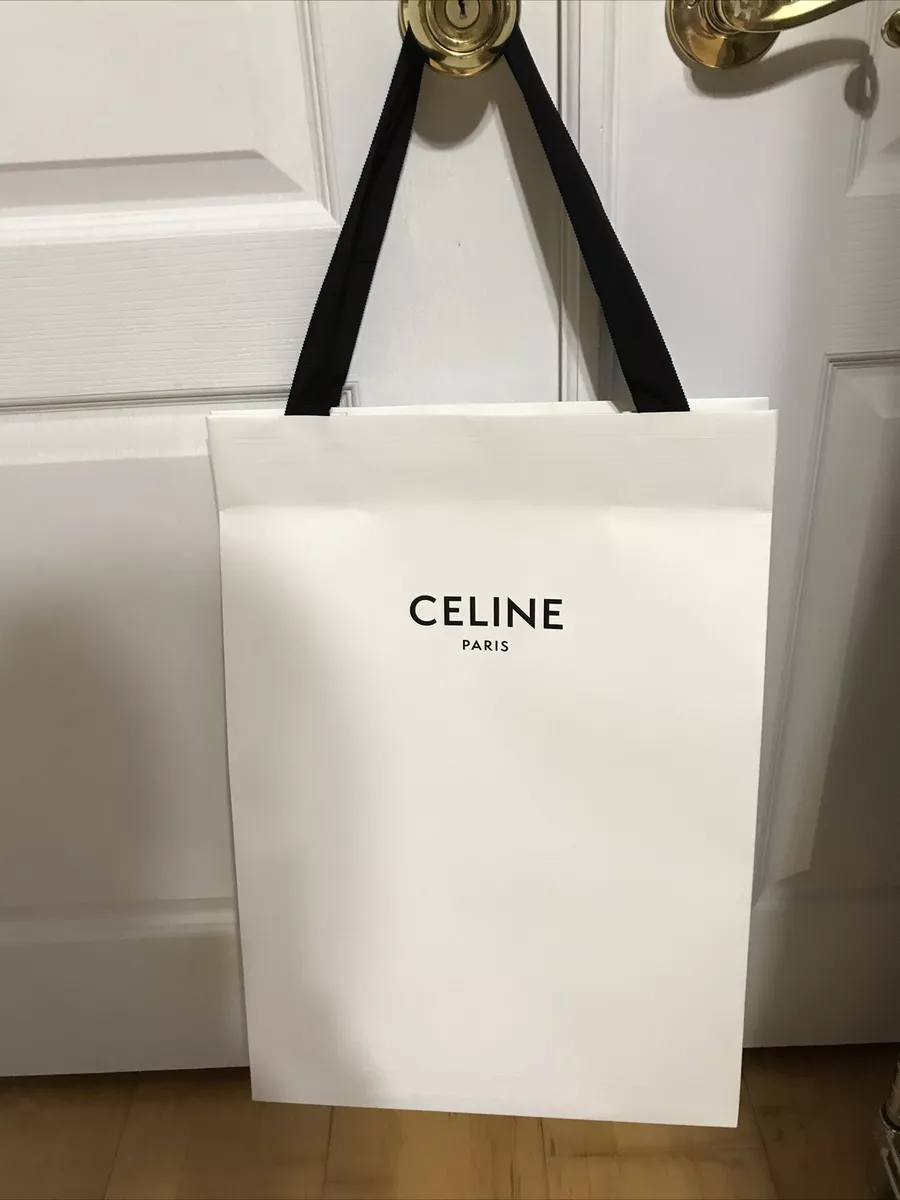 Celine Empty Paper Gift Bag Shopping Tote White Large 19.5x13.85x7”