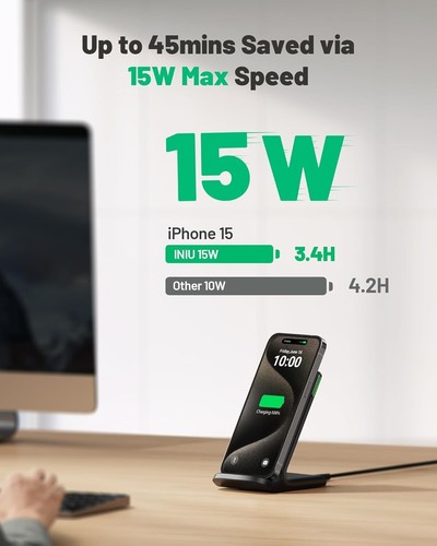 Qi-Certified Wireless Charging Station with 15W Power and Sleep-Friendly Design - 第 4/10 張圖片