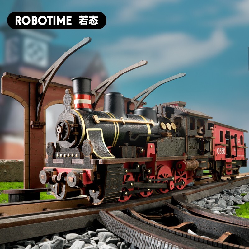 ROBOTIME Steam Train Model Kits, 3D Wooden Puzzles Home Decor Craft