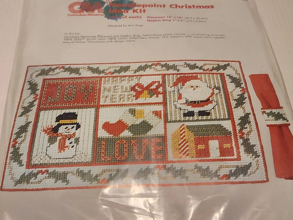 Columbia Minerva Kit de Navidad Punto de Aguja Mantel individual y Servilleta Anillo Foto 3 de 3