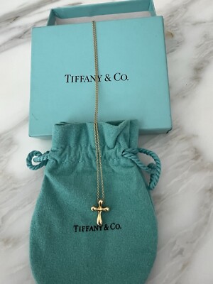 $1,000 Tiffany & Co Elsa Peretti 18K Yellow Gold 12mm Cross