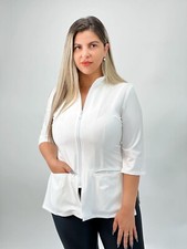 White Aesthetician Uniforms 3/4 Long Sleeve 