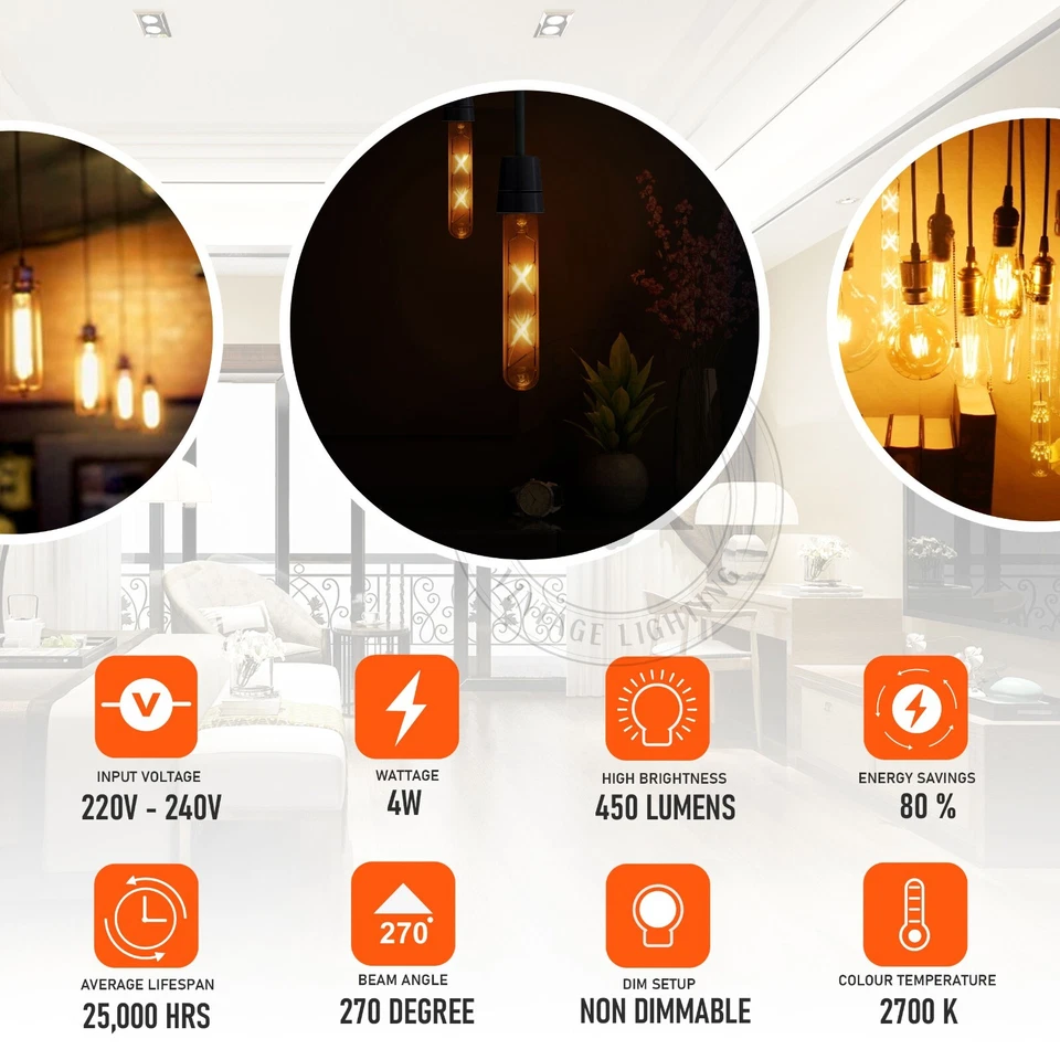 LED-Glühbirne mit energiesparender Technologie und warmweißem Licht, ideal für Tischlampen, Wandleuchten und Deckenleuchten