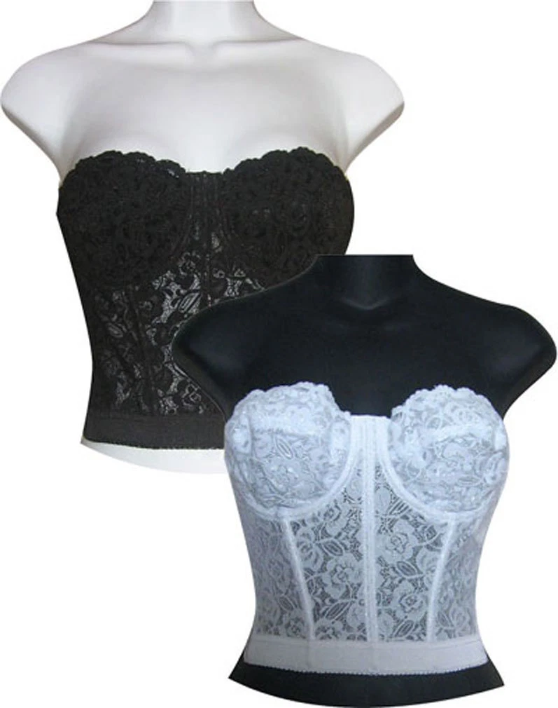 Low Plunge Backless & Strapless Bridal Lace Corset Girdle