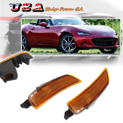 2PCS Amber Lens Front Bumper Side Marker Lights For 2016-2022 Mazda MX-5 Miata