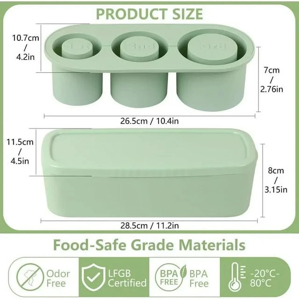 冰块托盘适用于不倒翁杯 30 盎司-40 盎司,3 件硅胶圆筒冰模 — 第 3/3 张图片