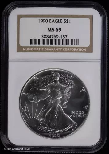 1990 $1 American Silver Eagle NGC MS 69 | Uncirculated UNC BU