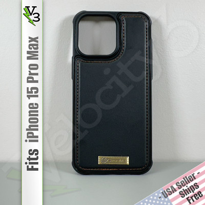 Case for iPhone 15 Pro Max - Black Faux Leather | Magnetic | by CaseMe