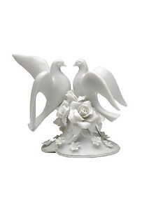 Love Birds and Roses Porcelain Cake Topper Figurine 