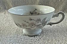 FRAGRANCE Tea Cup Mitterteich Pink Gray White Silver Band Hand Painted Germany