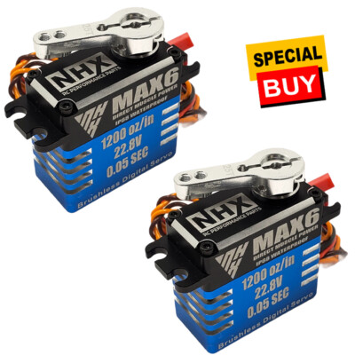 NHX RC MAX6 Direct Power Brushless Servo 1200 oz/in Torque / 0.05 Sec Speed (2)
