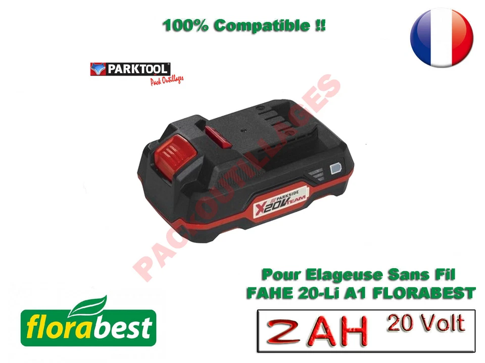 FLORABEST® 20V 2Ah Li-Ion BATTERIE PARKSIDE pour FAHE 20 Li A1