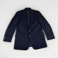 Oscar De La Renta Wool Blazer Mens 40L Blue Sport Coat 2 Button Preppy Office
