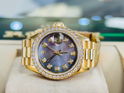 Rolex Datejust 69138 18k Yellow Gold Factory Diamond Bezel Ladies
