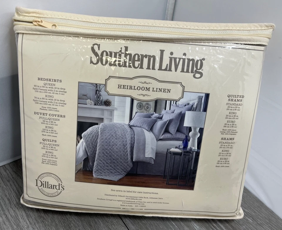 Falsa de almohada de lino Southern Living Heirloom, gris tamaño king Foto 2 de 4