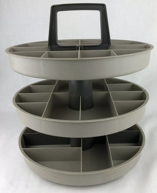 Rubbermaid 3 Tier Lazy Susan Turntable 13" J3127611 Spin Swivel Beige