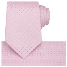 Tie Set Necktie And Pocket Square Solid Color Checkered Ties Pink