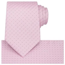  Tie Set Necktie And Pocket Square Solid Color Checkered Ties Pink
