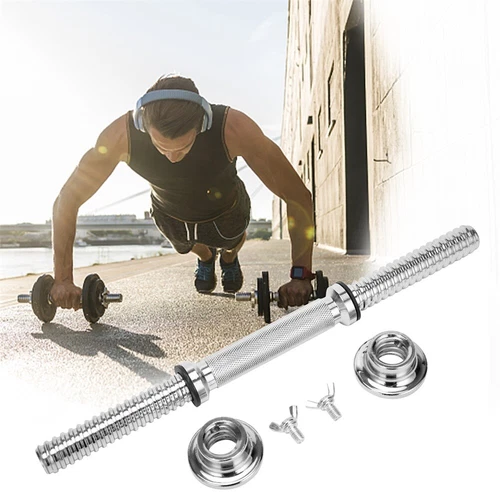 Adjustable Dumbbell Bar Threaded Barbell Handles Home Gym Fitness 13.7"-19.7" - Picture 7 of 17