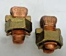 NEW!! SPLIT BOLT CONNECTOR, COPPER, BRASS, 6GUAGE, PF-10, LOT 0F 50
