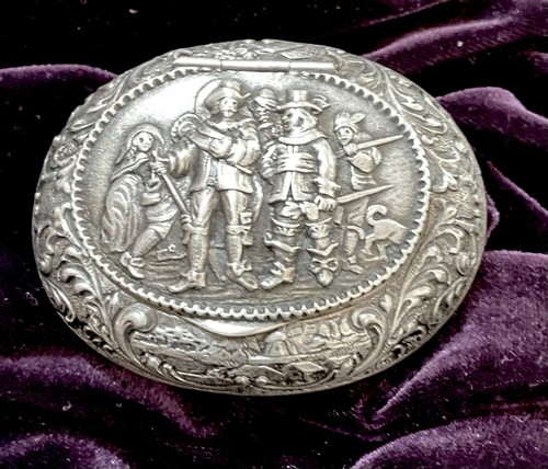 Antique Hallmarked Silver German Snuff Box Ornate Engraving Detailed Reposse’