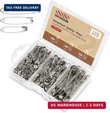 Safety Pins - 150 Pcs Assorted Sizes Silver Pins Bulk - Small Large Heavy Duty