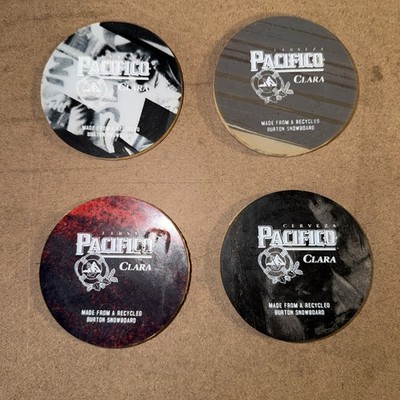 Pacifico x Burton Recycled Snowboard Coasters Set Of 4 Rare Collab All Unique