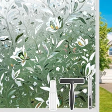 Window Privacy Film, Frosted Stained Glass Pattern Decorative Window Films, S...