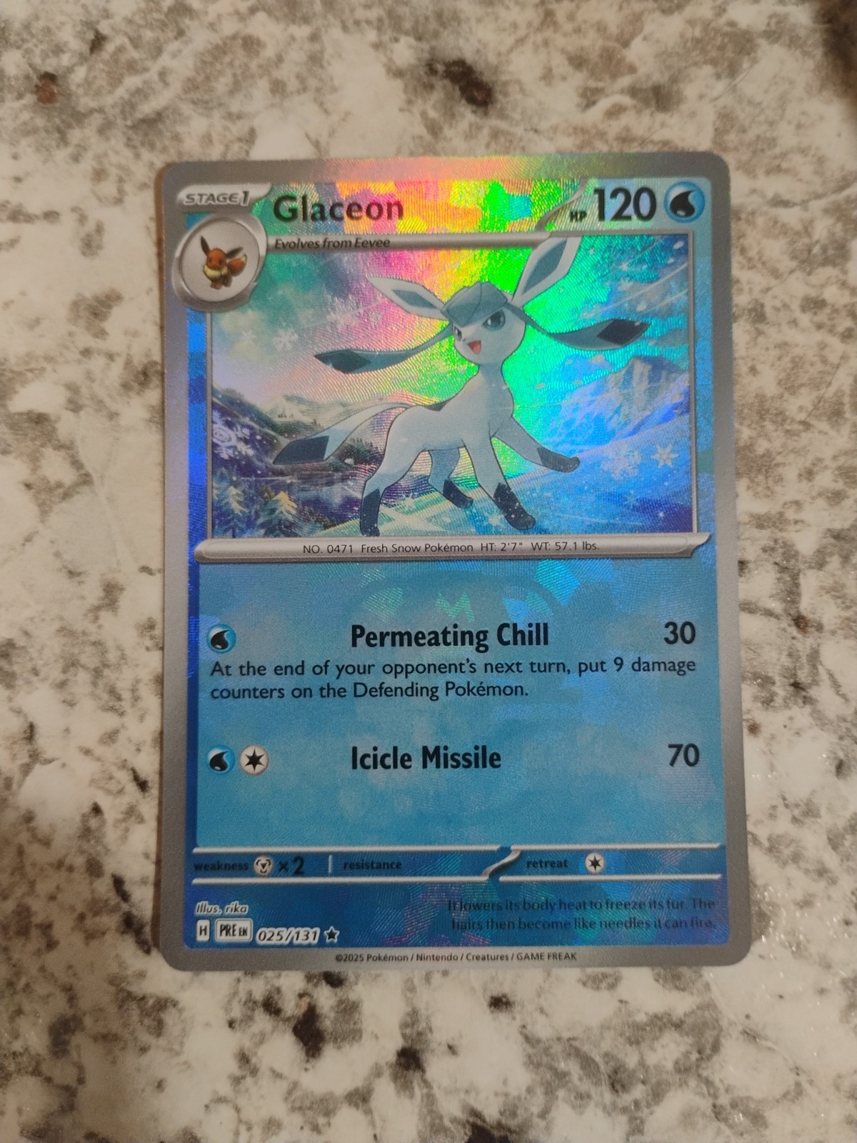 Glaceon (Master Ball Pattern) 025/131 Sv: Prismatic Evolutions Holo Mint