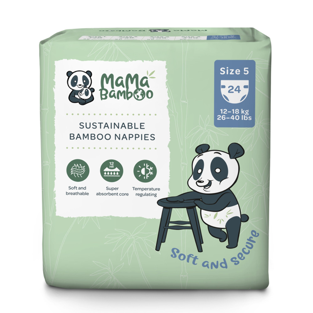 Mama Bamboo Eco Nappies Size 5 24 Pack Biodegradable