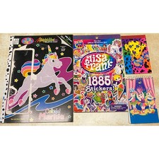 Lisa Frank Collectors Set 1885 Stickers Markie Coloring Book Blk Pgs Notebooks