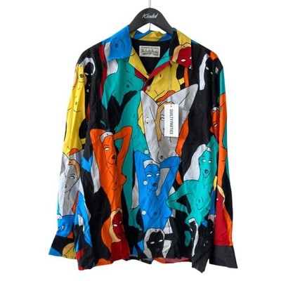 Wacko Maria 22AW Hawaiian Long Sleeve Shirt Black Green Size M 22FWE-WMS-HI02
